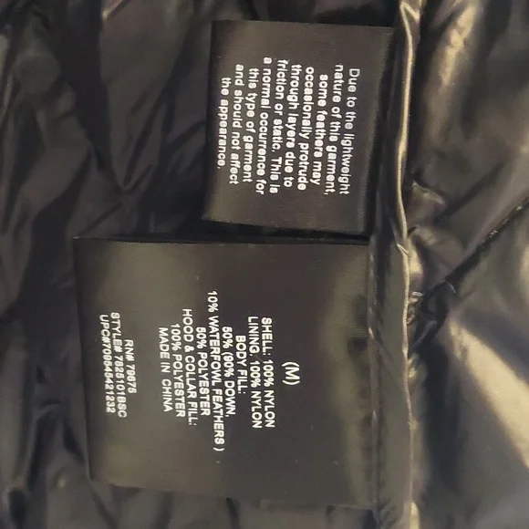 London Fog Black Light Weight Down Puffer Jacket Size M Medium Hood - Picture 10 of 11